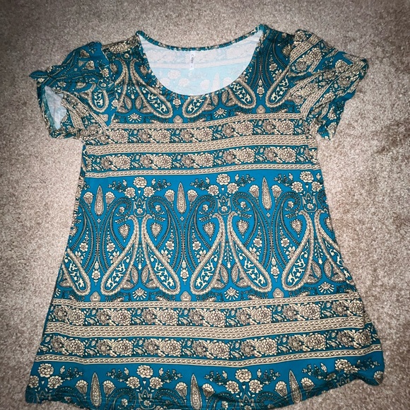 Blue Graphic Short‎ Sleeve Blouse - Picture 1 of 7